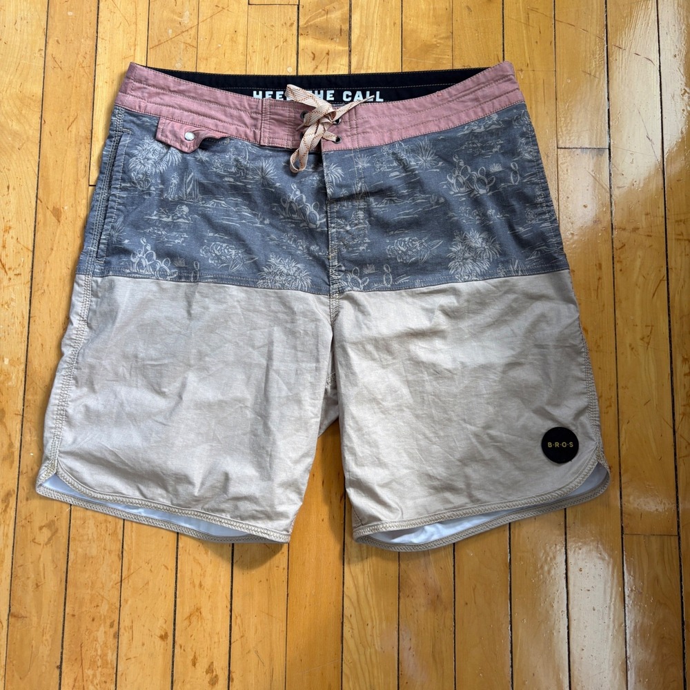 Howler Bros Vaquero Board Shorts Mens 35 Beach Swim Pearl Snap Color Block